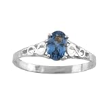 Sterling Silver 6 x 4 MM Oval Shaped Imitation Blue Topaz Teen's Ring