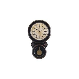 Seth Thomas Heritage Parchment Brown Dial Stained Black Antiqued Finish with Wooden Pendulum Wall Clock