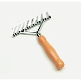 Safari Grooming Rake for Dogs, Wood Handle