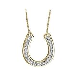 1/4 ct.tw Yellow Gold Diamond HorseShoe Pendant 14k