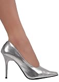 Dressy Pointed Pump with Chic Patent Leather and Trendy Heel from Hot Fash Shoes - CLASSIC Silver