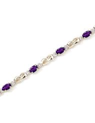 14K Yellow Gold Oval Amethyst and Diamond Bracelet