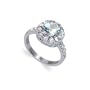 Nickel Free Sterling Silver Sparkling Aquamarine Cubic Zirconia with Cubic Zirconia Accent Polish Finish Rhodium Plated Band Ring Size 6