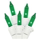 LiteSource 32303 - 20 Light White Wire Green Miniature Christmas Light String Set