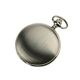 ESS Mens Smooth Stainless Steel Case White Dial Arabic Numbers Modern Pocket Watch with Chain