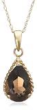 14k Yellow Gold Pear Shaped Rope Design Smoky Quartz Pendant