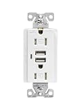 Cooper Wiring Devices TR7745W-BOX  Combination USB Charger with Tamper Resistant Receptacle and Box, 15-Amp, White Finish