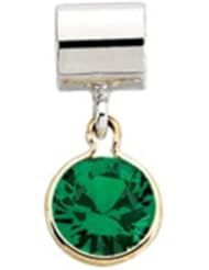 14k Gold & Silver Kera May Dangle Birthstone Bead Charm 24762-May