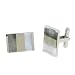 Stainless Steel Genuine Black Onyx Mother Of Pearl And Abalone Three Striped Cufflinks
