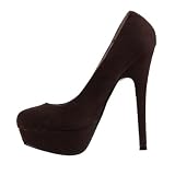 Produkt-Bild: Damen Schuhe, PUMPS, HIGH HEELS PLATEAU STILETTO, L-72, Synthetik in hochwertiger Wild Leder Optik