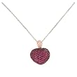 Sterling Silver Created Ruby and Pink Cubic Zirconia Puffed Heart Pendant by Charles Winston, 18"