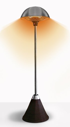 Terrassenheizer Wärmelampe Heizstrahler aus Aluminium & Rattan handgeflechtet Edelstahl elektro, Strahler mit Lampe / Beleuchtung, Terrassenstrahler für Garten Terrasse Balkon Gastronomie, Heizer ohne Gas in dunkelbraun  GSgeprüft!