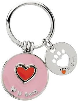 Heart U Back Sterling Silver Pink and Red Heart Companion Key Ring