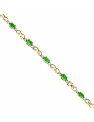 2.7 Carat 14K Gold Diamond and Emerald Bracelet