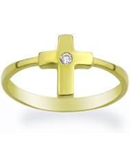 14K Baby Ring Cross Yellow Gold Ring Size 2 To 5 For Baby, Kids And Teens