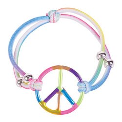 Girls Elastic Rainbow Peace Bracelets Girls Party Favors: Set of 12