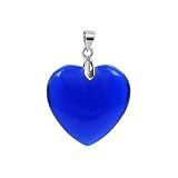 Stainless Steel 24mm Heart Blue Lapis Glass Pendant