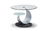 26"-Length Glass Top End Table with Glass Under