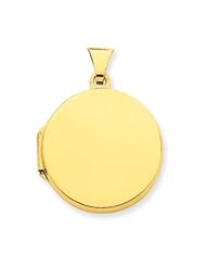 14k Gold 20mm Round Plain Flat Locket