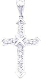 14K White Gold Diamond Cross Pendant Charm Jewelry