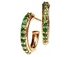 14k Yellow Gold Emerald Mini Hoop Earrings Ct.tw 0.40