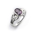 Sterling Silver Celtic Knot and Purple Genuine Amethyst Ring (Size 4,5,6,7,8,9,10,11,12)