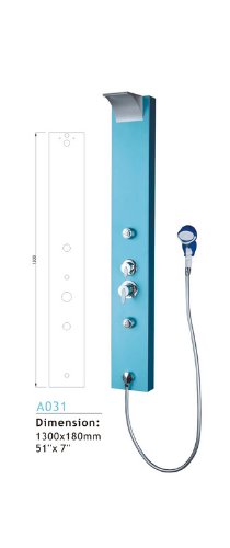 BathApp Aluminum Alloy Shower Panel Tower Overhead Rainfall with 2 Powerful ABS Massage Jets (Model BAA031)