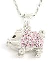 Adorable Crystal Pot Belly Pig Charm Necklace ~ YOU Choose PINK or ICE/CLEAR