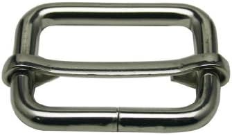 Generic Metal Silvery Rectangle Buckle with Slider Bar 1" X 0.75" Inside Dimensions Loop Ring Belt and Strap Keeper Pack of 10