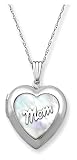 14k White Gold Mom Locket, 18