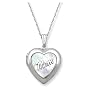 14k White Gold Mom Locket, 18"