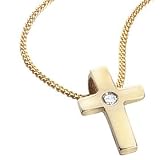 9ct Gold & Diamond Children's Cross Pendant on 14 Necklace by D for Diamond