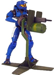 Halo 2 Action Figures Exclusive Blue Spartan V2 w/ Stationary Gun and Blue Flag
