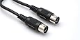 Hosa MID-301BK 5-Pin DIN to 5-Pin DIN MIDI Cable, 1 foot