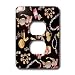 Lee Hiller Designs General Themes - Fashion Glamour Print Lipstick, Jewelry and Sunglasses on Black - Light Switch Covers - 2 plug outlet cover