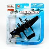 Maisto Fresh Metal Tailwinds 1:87 Scale Die Cast United States Military Aircraft : U.S. Army Air Force World War II Twin-Engine Monoplane Night Fighter and Intruder Aircraft P-61 Black Widow with Display Stand (Dimension: 5-1/4