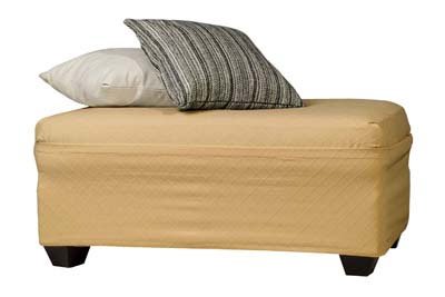 Ottoman Slipcover Small - Diamonds on Canvas - Latte