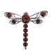 Brown Amber Dragon Fly Brooch Sterling Silver Pin