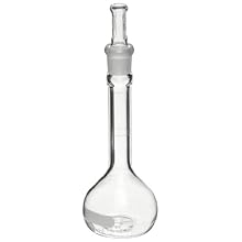 Corning Pyrex Borosilicate Glass Flat Bottom Class B Economy Volumetric Flask, with Standard Taper Stopper
