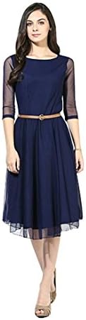 sheetal associates Women's Indian Letest Frock Small Blue