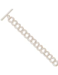 7.5" Diamond Cut Toggle Charm Bracelet 925 Sterling Silver Designer