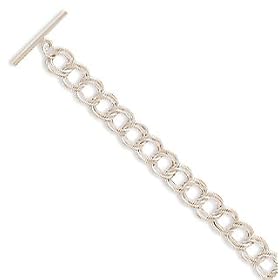 7.5 Inch Diamond Cut Toggle Charm Bracelet - Free Shipping