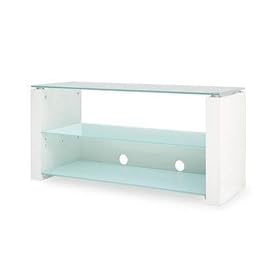 Techlink Bench - Designer Stand For LCD & Plasma TV Up To 50" or 60kg - White Gloss Finish with Clear & Frosted Glass