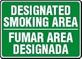 DESIGNATED SMOKING AREA (BILINGUAL) 10 x 14 Plastic Sign