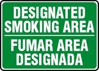 DESIGNATED SMOKING AREA (BILINGUAL) 10 x 14 Plastic Sign