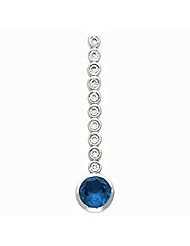 14K White Gold Round Cut Chatham Created Sapphire and Diamond Pendant -- LIFETIME WARRANTY