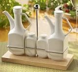 Review  5686-OVSP-GB / 5 Piece Porcelain Cruet Set - Salt & Pepper, Oil, and Vingar with Base