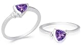 Trillion Cut Amethyst Ring Sterling Silver Size 9
