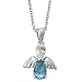 Sterling Silver 5/8" Turqoise December Birthstone Angel Wing Necklace on 18" Chain