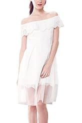 Flared-Skirt Off the Shoulder  Dress